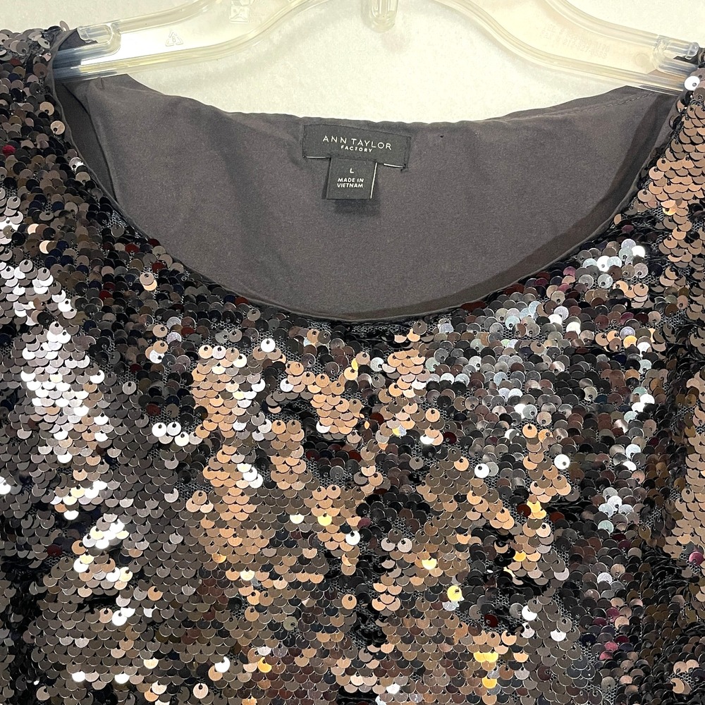 Ann Taylor Black and Silver Sequin Blouse - Picture 3 of 4
